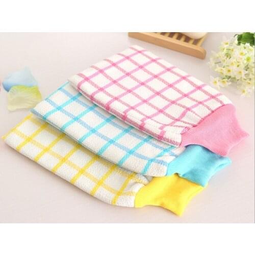 100pcs/lot 25*15cm Lattice Bath towel gloves thick gloves rubbing mud bath towel random color