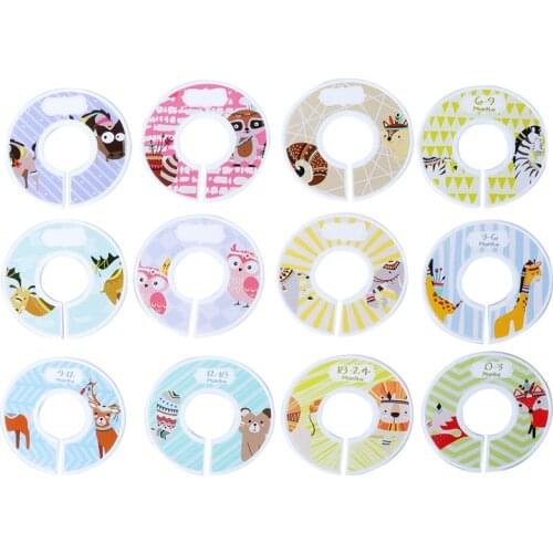 12 pcs Clothes Size Dividers Round Plastic Wardrobe Hangers Divider Size Dispaly for Toddler Baby