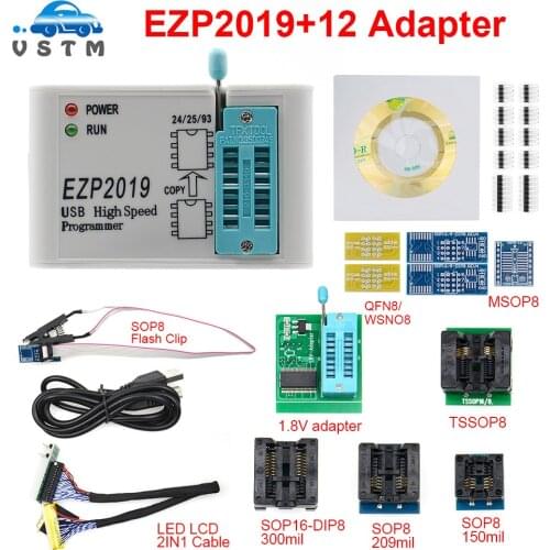 2021 EZP2019 Full set High-Speed USB SPI Programmer+12 Adapter SOP8 test clip sop8/16 Support 24 25 93 EEPROM 25 Flash Bios Chip