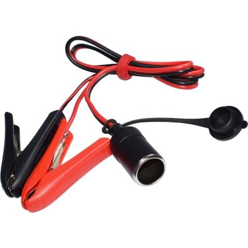 5.9FT/1.8m 14AWG Extension Cord Plug Socket with Battery Clamp 12V/ 24V Battery Clip-On Cigarette Lighter Adapter(5.9FT Long)