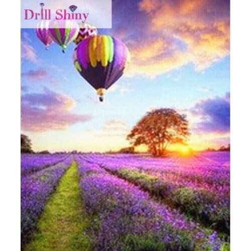 CNA DIY 5D Mosaic Diamond Painting Flying Flowers and Balloon 3D Cross Stitch Diamond Embroidery Ribbon Landscape Needlework