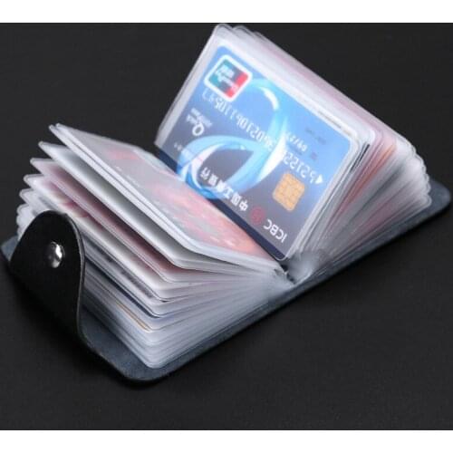 New Genuine Leather Function 24 Bits Card Case Business Card Holder Men Women Credit Passport Card Bag ID Passport Card Wallet