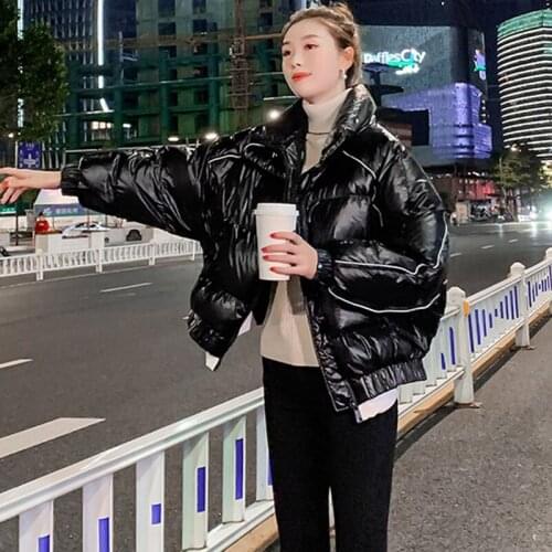 Black Shiny Down Jacket Women Short White Duck Down Outerwear Cold Warm Winter Jackets New Fashion Parka Overcoat Abrigo Mujer