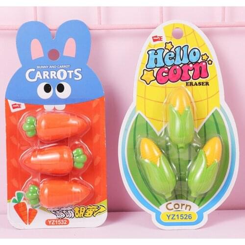 30pcs Kawaii Kids Eraser Cute Corn Carrot Puzzle Erasers for Student Gift Cute Kpop Stationery for School Kids Prizes Novelty