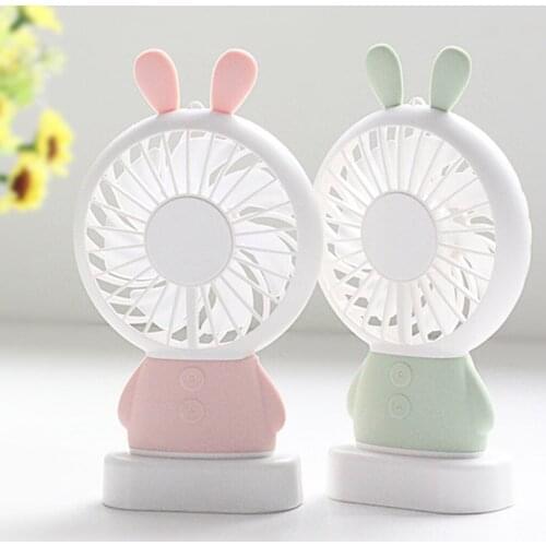Mini USB Fan Portable Rechargeable Table Desk Handheld Personal Handy Fan with LED Light 2 Speeds Mode with Lanyard