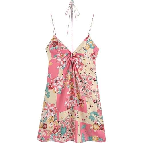 JC·KILIG 2021 New Womens Silk Satin Dress With Suspender and Neck B1701