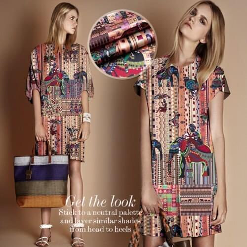 2014new arrival special fashion digital print elastic silk satin dress clothes shirt fabric material