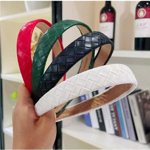 Teen Girls Hair Accessories PU Leather Hairband Solid Lovely Headwear Face Wash Head Band Casual Hair Ornament Hair Hoop