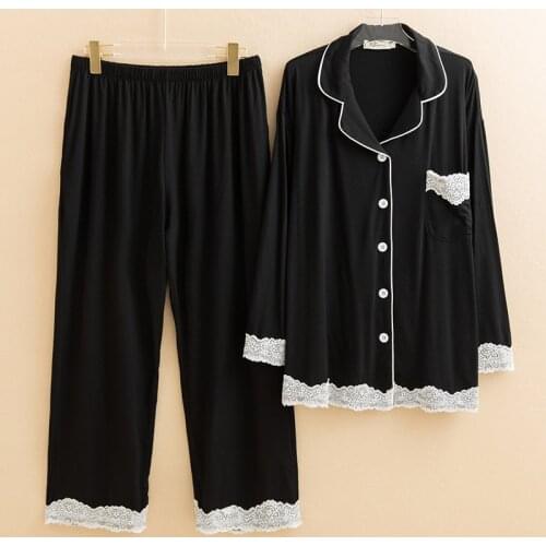 High Quality Womens Pajamas Set Spring Autumn Cotton Sleepwear Pijamas Suit 5XL 6XL Long Sleeve Winter Nightwear Home Clothing