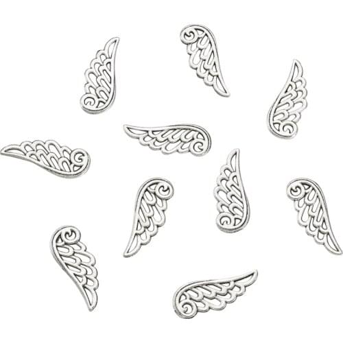 Pandahall 20pcs Approx 24x9.5x1.5mm Antique Silver Wing Pendants Tibetan Silver Charms Lead Free and Cadmium Free, hole: 1.5mm