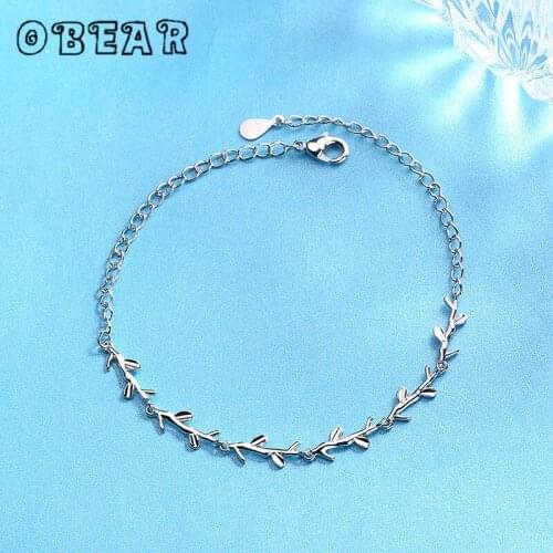 OBEAR Silver Plated Moonlight Forest Bracelets Leaves Branches Bracelets & Bangles For Women Girls Wedding Accessories
