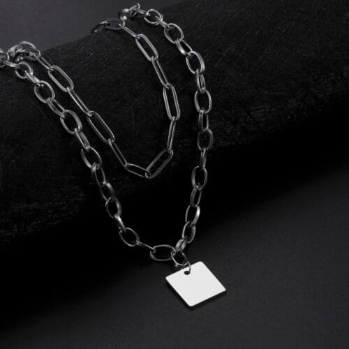 Unift Stainless Steel Simple Square Necklace for Women Geometric Choker Layered Chain Hip Pop Minimalist Jewelry Gifts Unisex