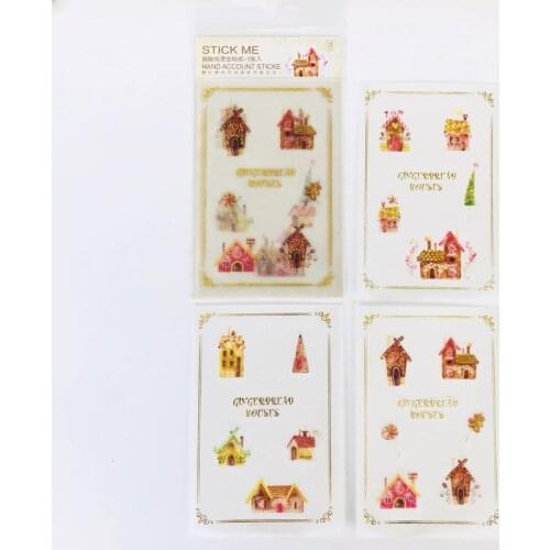 3 Sheet/Pack Golden Bling Gingerbread House Decorative Stickers Diary Notebook Decoration