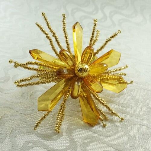 Qn16022515 napkin rings crystal flower with glass beades, decoration napkin holder