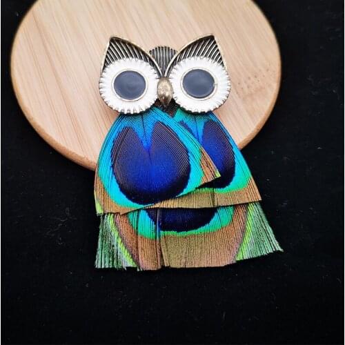 CARA 6 pcs/lot Wholesale fashion women Peacock feather brooch night owl brooch Women Fashion Accessories CARA0451