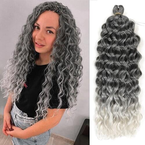 Synthetic Crochet Braids Hair 18Inch Goddess Braiding Hair Extension Ombre Hawaii Curly Wigs For White Women HeyMidea