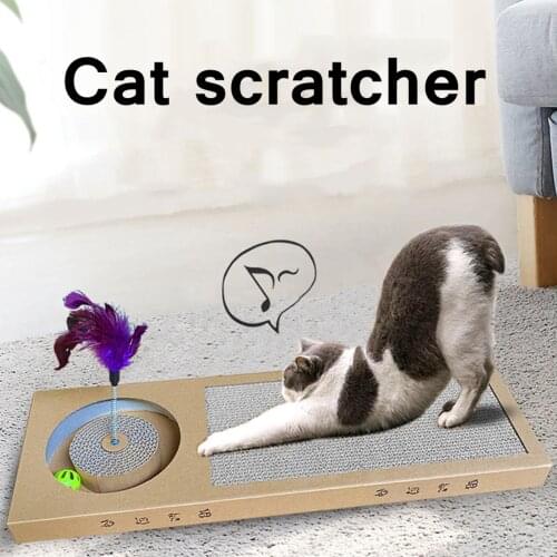 Cat Scratcher With Belt wheel Cat Toy Durable Scratch Board Pad Grinding Nails Protecting Table Soft For Small Cats Pet Supplies