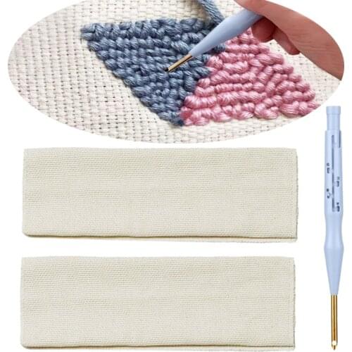2 Pieces Linen Needlework Fabric Sewing Punch Needle Embroidery Punch Needle Weaving Tool Punch Needle Embroidery Accessory