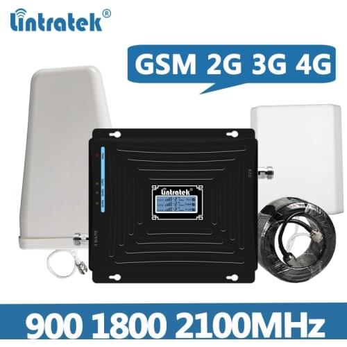 Lintratek Signal Booster GSM 2G 3G 4G Repeater 900 1800 2100MHz Amplifier GSM 900 Repeater 1800 2100 3G 4G Booster Full Kit