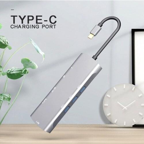 For PC Computer Laptop 1pc High Speed 9-in-1 Type-C To VGA/PD Converter Durable Aluminum Alloy 4K HDMI-compatible Adapter Pohiks