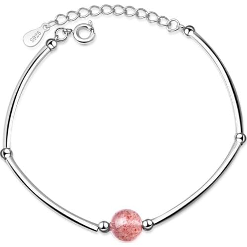 New 925 Sterling Silver Simple One Pink Crystal Ball Ladies Bracelets Jewelry Women Short Choker Charms Never Fade Gift Girls