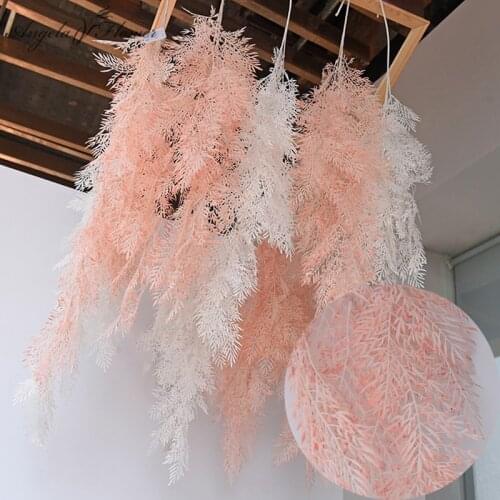 114cm ceiling flower smog plastic grass artificial flower plants wall decor wedding backdrop party home phoenix tail wild 4pcs