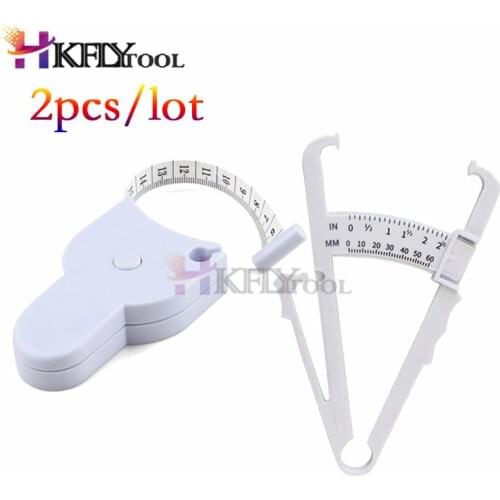 2pc Body Fat Caliper with Body Mass Measuring Tape Tester Fitness Weight Loss Muscle black color 2pcs/set