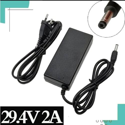 29.4V 2A Charger for 24V 25.2V 25.9V 29.4V 7S lithium battery 29.4V recharger e-bike Charger DC 5.5*2.1 MM EU/US/AU/UK