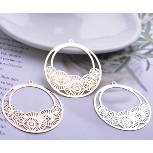 30pcs AB2698 39mm*41mm Round Charms Flower Basket Pendants