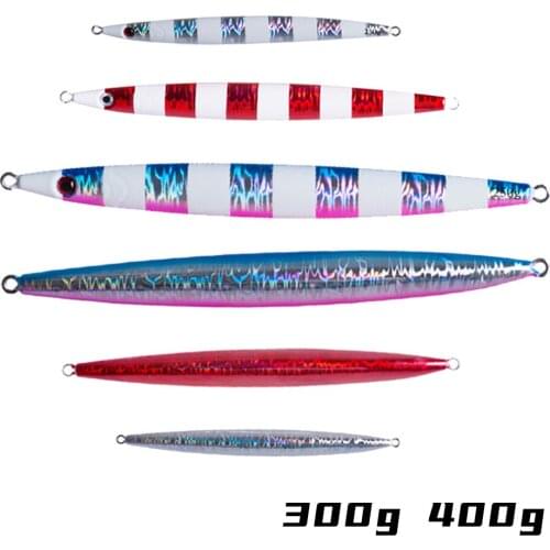 300g 400g Big Slow Metal Jig Casting Fishing Lure Luminous Laser Spoon Artificial Bait Trout Saltwater Bass Fishing Accessories