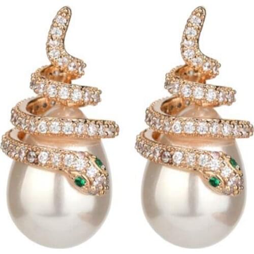 316L Stainless Steel Bow Hanging Pearl Earrings Female Titanium Steel Earrings Rose Gold Earrings No Fade