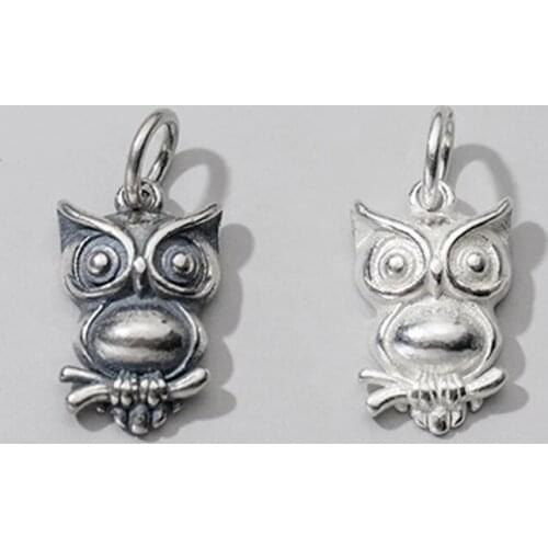 925 Sterling Silver Matte Craftwork Owl Design Dangle Pendants Fashion S925 Silver Charms DIY Jewelry Making Gift Accessories
