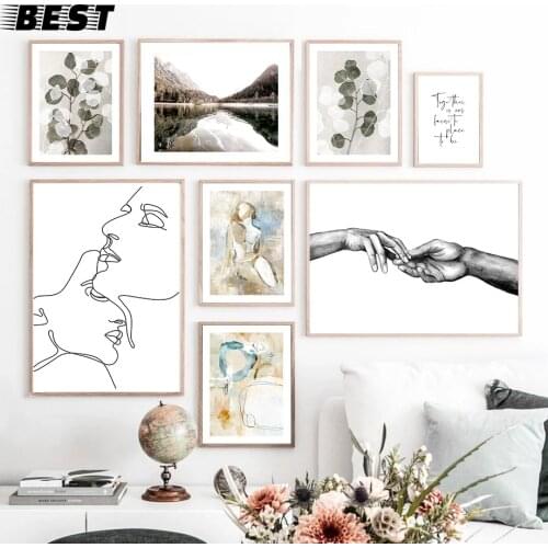 Abstract Minimalist Poster Home Decor Leaf Plant Picture Wall Art Canvas Painting Nordic Figure Quote Prints for Domitory Design