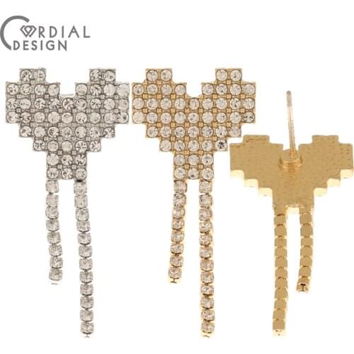 Cordial Design 50Pcs 16*38MM Earring Accessories/Heart Shape/Hand Made/Claw Chain/Earring Stud/Jewelry Finding & Components