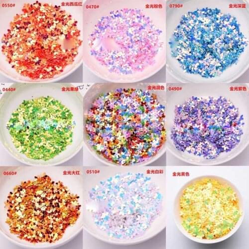 Gold glitter sequin DIY handmade 10mm three-dimensional clover flower beads beads wedding beauty clothing accessories sequins