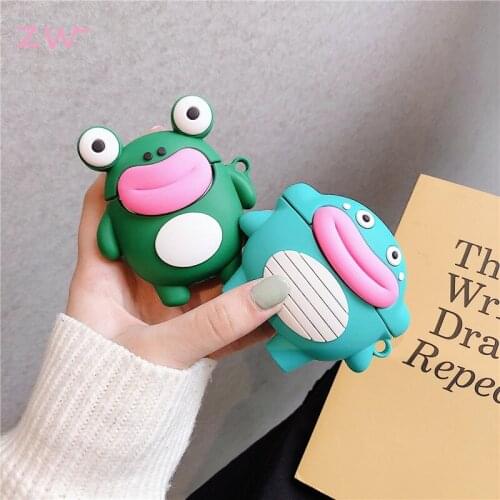 Funny Ugly Frog Cute Cartoon Crocodile Earphone Case For Airpods 1 2 Pro3 Wireless Bluetooth Headset Protect Cover With Keychain