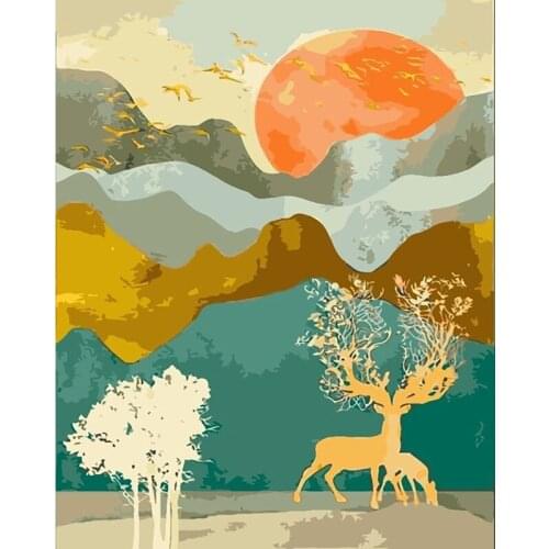 LaoJieYuan Full Square Diamond Embroidery Cross STitch Deer Diamond Painting Animal Picture Handcraft Mosaic Home Decoration
