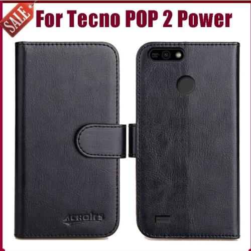 Hot! Tecno POP 2 Power Case 5.45" 6 Colors Flip Soft Leather Phone Wallet Cover Stand Function Case Credit Card Slots