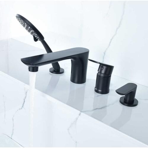 Matte cold black hot water bronze bath tap massage shower system mixer shower room blending valve