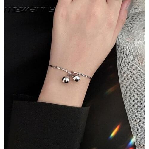 Mewanry 925 Sterling Silver Bracelets New Trend Elegant Creative Double Layer Handmade Bells Pendant Party Jewelry Girls Gifts