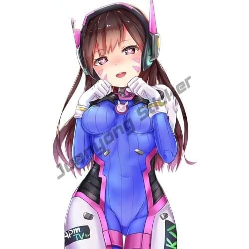 Cute Pretty Kawii Girl Overwatch D.Va Character Car Stickers Phone Bumper Truck Rear Windshield Decal Reflective Decor KK13x8cm