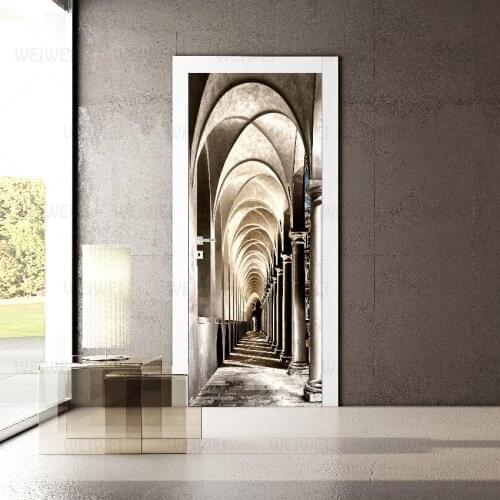 Decal PVC Waterproof Corridor Home Decoration French Art 3D Printing Sticker Self Adhesive Picture Diy Paper Bedroom DoorSticker