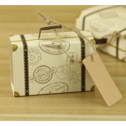 NEW Creative Mini Suitcase Candy Box Candy Packaging Carton Wedding Gift Box Event & Party Supplies Wedding favors with Card
