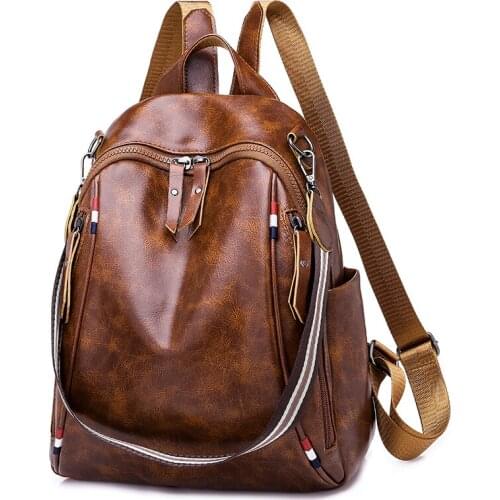 New Fashion Womens Backpack Travel School Backpack PU Leather Bags