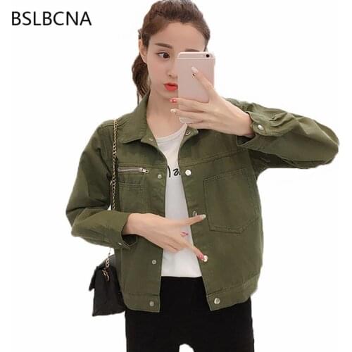 2019 Autumn Solid Color Slim Single Breasted Casual Denim Coat Female Black Women Korean Style Jeans Jacket Chaqueta Mujer A250