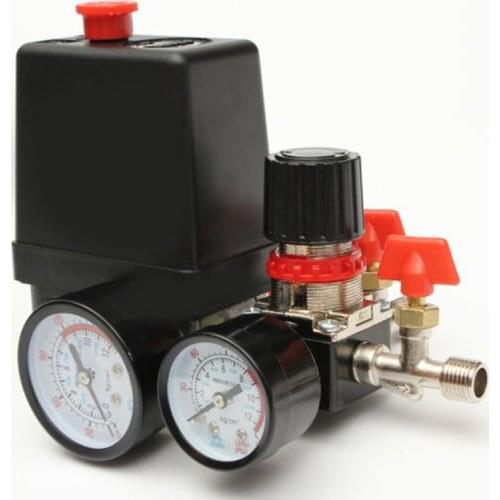 95-125PSI Air Compressor Pressure Valve Switch Manifold Relief Regulator Gauges Lighting Accessories Switches Tool Parts 240V