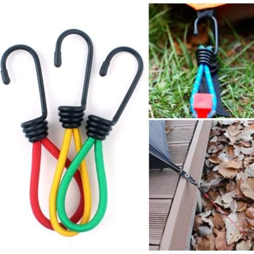 1PC Tent Peg Bend Hook Camping Accessory Stretchable Elastic Pull Rope Outdoor Camping Deck Fixing Cord Hook 15cm Durable