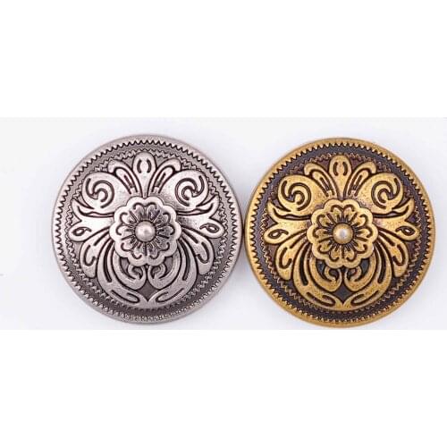 20X 20*20mm Antique Brass/ Silver Western Cowboy Flower Conchos Button For Saddles Headstall Bridle Leathercraft Decor