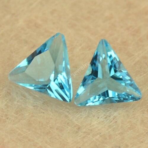 Sale 3x3~10x10mm 5A Dark Sea Blue Color Loose Glass Stone Right Triangle Shape Brilliant Cut Glass Lab Created Gems For Jewelry