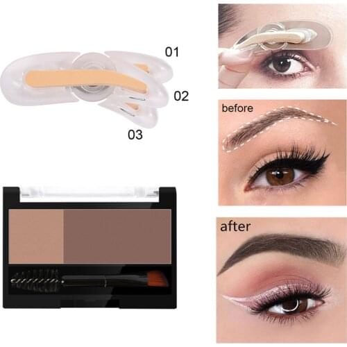 Adjustable Eyebrow Stamp Kit Waterproof Long Lasting Arch Eyebrow Shadow Powder Palette Eyebrow Seal Professional Brow Enhancers